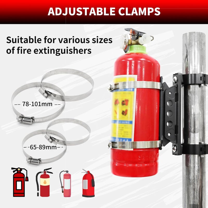 PLUSBEAM CNC Aluminum UTV Fire Extinguisher Mount Kit, Adjustable Roll Bar Fire Extinguisher Bracket Quick Release Compatible with UTV Polaris RZR SXS Ranger ATV Fit on 1.5"/1.65"/1.75"/1.85"/2" - Image 4